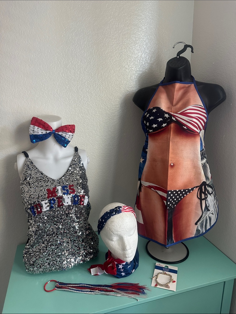 USA Patriotic-red, white & blue set of 7 items-brand new/never used